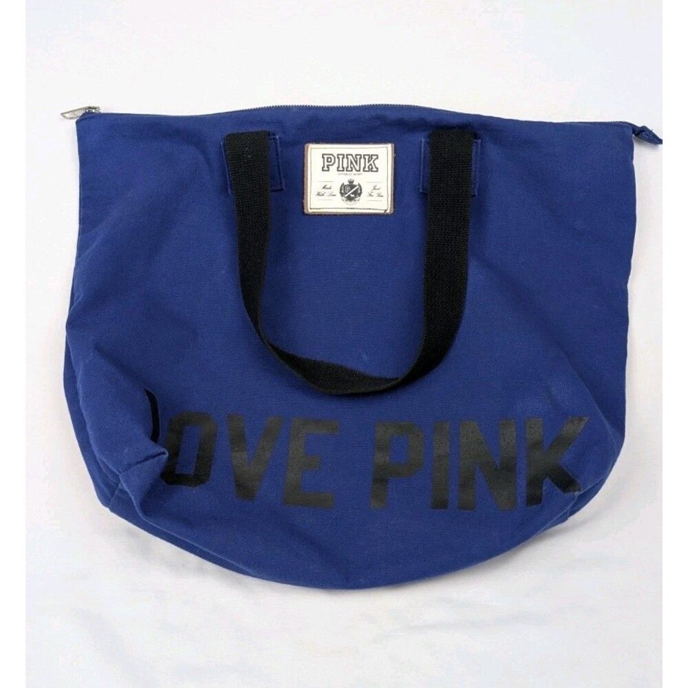 Pink Victoria's  Secret Love Pictures Pink  Royal Blue Hot Pink Canvas Tote Bag